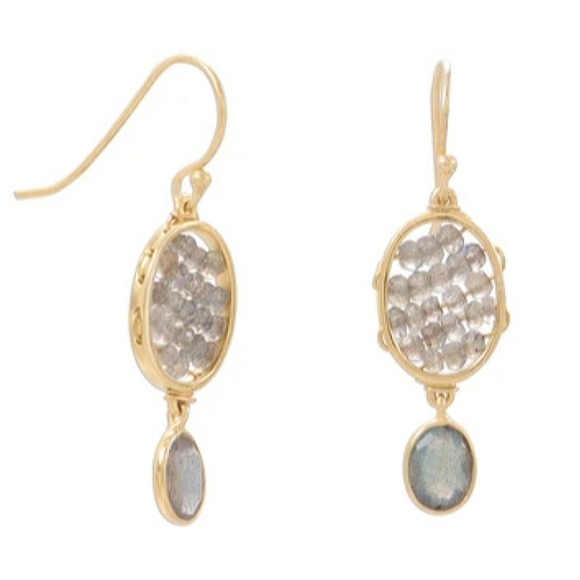 lmkdeals Jewelry - 14KT LABRADORITE GOLD PLATED FRENCH WIRE EARRINGS